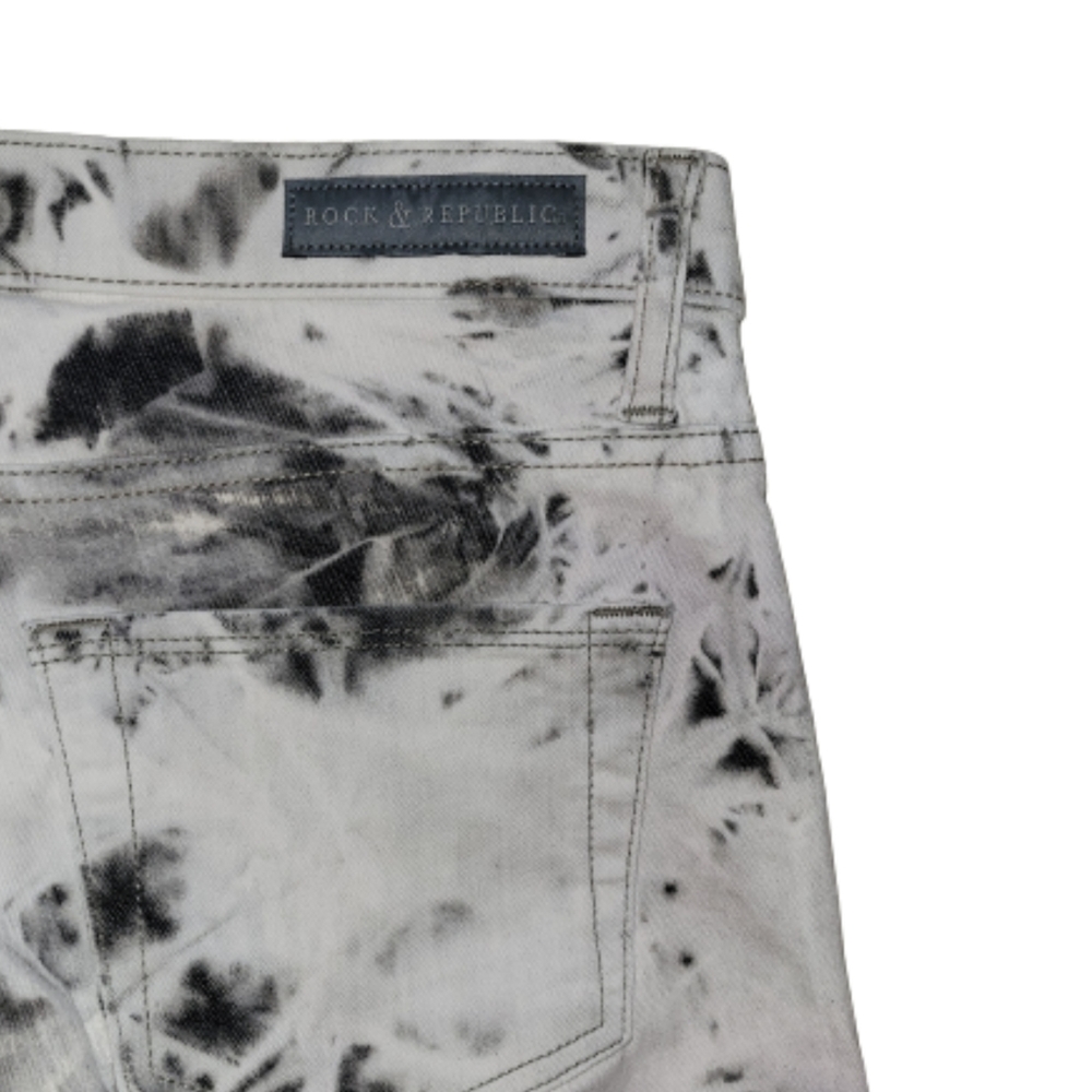 Rock & Republic Tie Dye Berlin Skinny Jeans Black & White Tie Dye Size 10 - Picture 6 of 9
